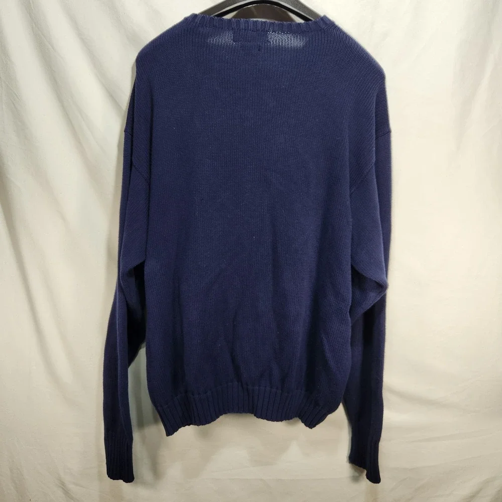 Vintage Polo Ralph Lauren Knit Sweater Mens Size 3XL‎ Navy Blue Red Pony